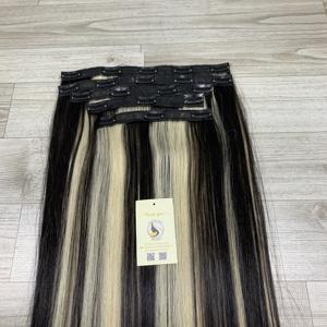 Highlight Piano Black Vietnamese <b>Hair</b> <b>Extensions</b> <b>Clip</b> <b>in</b> Human <b>Hair</b> 8 - 32 Inches Customized Ombre Piano Highlight Soft & Smooth - Product Image 5