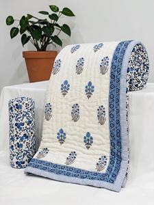 Printed Jaipuri Block Double Bed Hand <b>Quilt</b> Razai 90x108 Cotton <b>Bedding</b> Traditional Indian Home Decor Soft Luxury <b>for</b> Daily Uses - Product Image 3