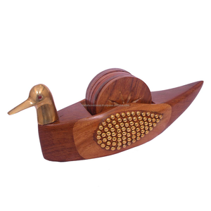 Decorative wood tea coaster set wooden coasters for cups mugs <b>table</b> <b>protection</b> and home decor - Product Image 4