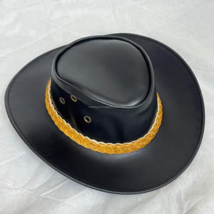 Sombrero Vaquero Occidental de Ala Ancha de Cuero Genuino Vintage de Calidad OEM 2026 con Banda Trenzada de Alta Calidad y Grabado de Moda para Unisex - Product Image 5