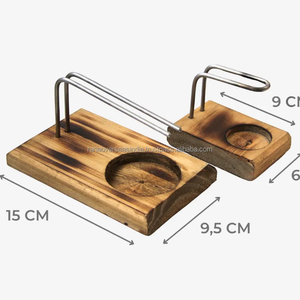 Support en bois artisanal pour Palo Santo avec support surélevé en acier inoxydable et emplacement pour bougie, idéal pour la méditation, le yoga et la décoration intérieure - Product Image 2