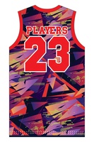 Ensemble de maillots de basket-ball sublimés personnalisés, uniformes sans manches à col en V rouge pour adultes, toutes saisons, polyester à séchage rapide