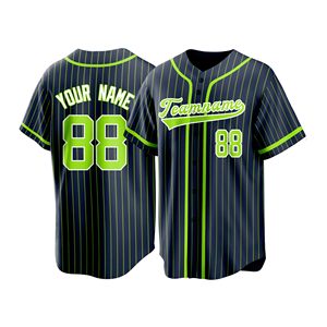 Uniforme de Béisbol Personalizado con Nombre, Diseño de Rayas Finas en Malla de Poliéster, Transpirable, Impresión de Alta Resolución - Product Image 5
