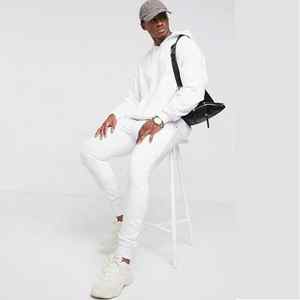 Survêtement d'hiver blanc pour homme, 100% coton, haute qualité, à capuche, manches longues, décontracté, sportif, pour l'extérieur - Product Image 3