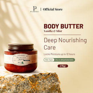 Beurre corporel Puresia Vanille Menthe 275gr Crème hydratante nourrissante en profondeur pour peaux sèches Certifié BPOM Soin du corps Certifié Halal - Product Image 1