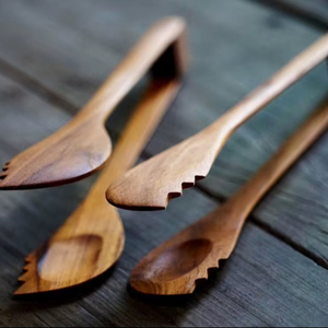 IDEAL BAMBOO Luxury Natural Bamboo Sustainable Kitchen Baking <b>Utensils</b> Long BBQ Tongs 20*2cm/7.8inches Strong Grip Cheese Fruits - Product Image 1