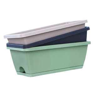 Jardinière rectangulaire GT32 épaissie, <span class=keywords><strong>grande</strong></span> boîte de culture de légumes renforcée, pot de fleurs en plastique extra-long pour balcon et jardin - Product Image 1