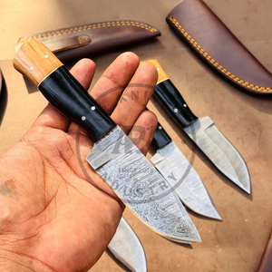 Cuchillo de caza y camping de acero de Damasco personalizado con mango de madera Pakka, OEM, venta al por mayor, para el mercado estadounidense, de espiga completa, de lujo, para exteriores, para el mercado europeo. - Product Image 6