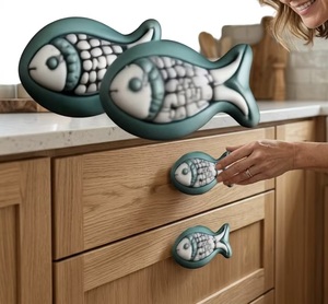 <b>Ceramic</b> Round Drawer <b>Knobs</b> Teal Modern Coastal Style Durable Furniture Handles for Kitchen Cabinet Wardrobe Warehouse Hotel Gym - Product Image 2