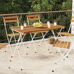Legno massiccio Acacia e acciaio pieghevole tavolo da bistrot 39.4 "x 21.3" x 28 "set da giardino - Product Image 1