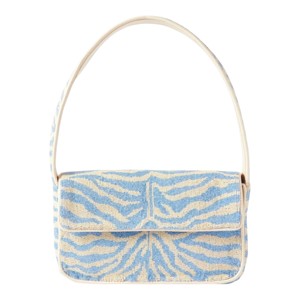 BLUE WHITE STRIPED STRAWBERRY HANDMADE BEADED SHOULDER <b>BAG</b> FOR WOMEN ELEGANT <b>EMBROIDERED</b> SUMMER PARTY PURSE - Product Image 2