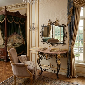 Table console KHP en fer forgé victorien, sur mesure, style antique, avec base en métal pour meuble de salon - Product Image 4