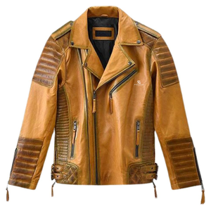 Classic Genuine <b>Leather</b> <b>Biker</b> <b>Jacket</b> Men Vintage Motorcycle Winter <b>Jacket</b> Casual Streetwear Premium Outerwear - Product Image 1