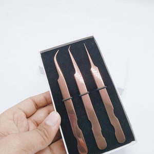 Pinces à épiler professionnelles en acier inoxydable pour extensions de cils, étiquette privée, ensemble de pinces à épiler de couleur personnalisée, miroir pour cils, logo personnalisé - Product Image 4