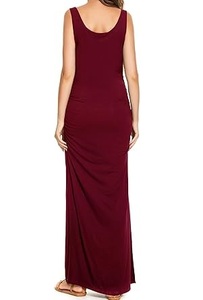 Vestido de Maternidad para Lactancia, Color Granate, Liso, para Uso en Exteriores, Traje de Lactancia, Vestido Largo hasta el Suelo, Transpirable - Product Image 3