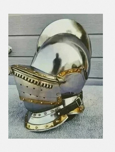 Casque de Burgonet Médiéval en Acier Poli, Réplique Artisanale pour Collection, Coiffe de Costume Ronde pour Halloween, Noël, Pâques - Product Image 2
