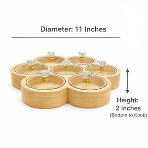 Handcrafted Wooden Spice <b>Box</b> <b>Masala</b> Dabba Acrylic Lid with 7 Round Compartments & Spoon Pine Wood Dry Fruit <b>Box</b> Set - Product Image 6