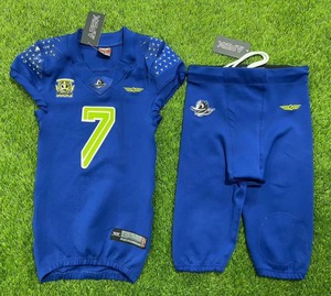 Ensemble de maillot de football Rexfit Sports bleu à col en V, manches courtes, uniforme en mesh, numéro 7, évacuation de l'humidité, vêtements de sport pour garçons et enfants - Product Image 1