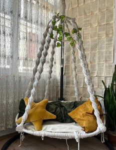 Swing <b>Chair</b>, Macrame <b>hammock</b>, Hanmade Cozy <b>Hammock</b> seat, Home decor - Product Image 3