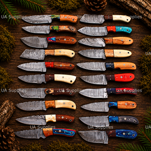 Cuchillo de Caza Damasco Personalizado Hecho a Mano, Hoja Fija, Punta Caída, Cuchillo de Supervivencia y Camping, Mango de Madera Exótica, 0.5mm de Grosor, OEM ODM - Product Image 2