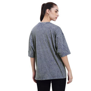 Camiseta de Mujer con Lavado Ácido, Corte Regular, Estilo Urbano Informal, Personalizable OEM, Marca Privada, Estilo Vintage, Ligera, Ecológica, para Verano - Product Image 6