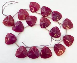 <b>Ruby</b> Jade Faceted Triangle Gemstone Beads Natural Stone Jewelry Making Loose Beads Wholesale Bulk Supply Pink AA+ Quality Change - Product Image 5