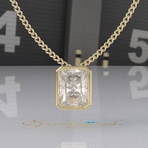 Radiant Cut Moissanite Pendant, Solid Gold Certified Radiant Lab Grown Diamond Pendant Necklace, Radiant Cut Diamond Pendant - Product Image 1