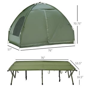 Lettino da Campeggio Portatile Pieghevole per 2 Persone con Materasso Gonfiabile Spesso e Copriletto, Tenda Letto Rialzata 4'x1' per Escursionismo - Product Image 3