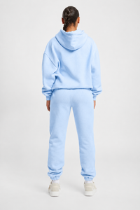 Light Blue Hooded Pullover Sweatshirt Solid Color Cotton Fleece Regular Sleeve Autumn Wear Men's Casual Streetwear - Product Image 4