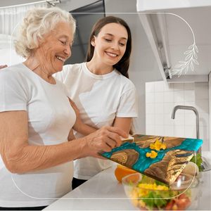 Tabla de Quesos Artesanal de Madera de Olivo con Resina, Tablas de Charcutería y Bandeja de Servir de Resina, Tabla de Servir de Madera con Resina Epoxi, Tabla para Cortar - Product Image 4