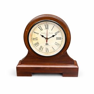 Custom Wooden <b>Table</b> <b>Clock</b> for Home Office 11 Inches Art Deco Design Round Shape Silent Quartz Movement Battery Powered - Product Image 1