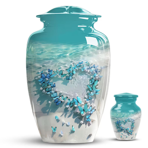 Blue Butterfly Memorial Urn Adult Cremation <b>Ashes</b> Vessel American Style Aluminum Cremation Urn Custom Decorative <b>Keepsake</b> - Product Image 3