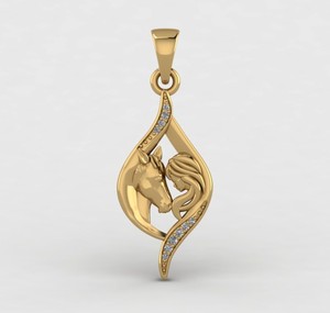 Best Selling 18K Gold Plated 925 Sterling Silver Luxury Horse Girl Charm Pendant with Zircon Memorial Jewelry Gift Women - Product Image 1