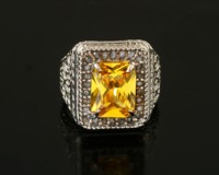 Bague en saphir jaune chauffé avec argent sterling 925, pierre précieuse naturelle, bijoux de luxe pour femmes, occasions de mariage et de fête