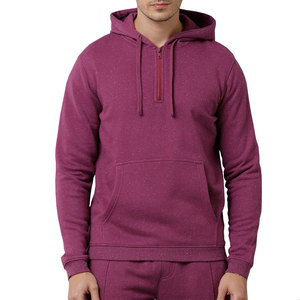 บริการ OEM ขายส่ง เสื้อฮู้ดดี้ผู้ชายผ้าฝ้าย 100% สำหรับฤดูหนาว ซิปครึ่งตัว น้ำหนักเบา สีพื้น คุณภาพสูง แห้งเร็ว ระบายอากาศได้ดี - Product Image 1