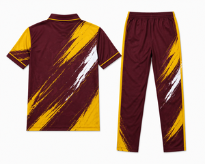 Conjunto de Uniforme de Cricket para Hombre SALSTAR, Color Granate y Amarillo, Estampado Sublimado, Jersey y Pantalones de Poliéster que Absorben la Humedad, Corte Regular - Product Image 4