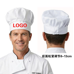 Vente en gros de casquettes de cuisine blanches et noires personnalisées avec impression et broderie de logo, chapeau de chef - Product Image 2