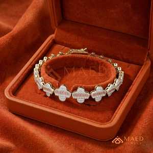 Pulsera de Eslabones de Moissanita Chapada en Oro, Joyería de Lujo de Moda Nueva York, Regalo Elegante para Uso Diario, Compromiso, Aniversario, Fiesta - Product Image 4