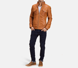 Turn Over Collar Zipper Wholesale Fashion <b>Men</b> <b>Leather</b> <b>Jacket</b> Fashion <b>Men</b> PU <b>Leather</b> <b>Jacket</b> High Quality <b>Leather</b> <b>jacket</b> for <b>men</b> - Product Image 2