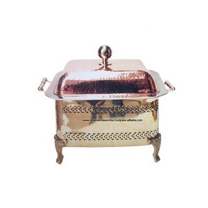 Grand événement de mariage fêtes traiteur servant de chauffe-plats rond en cuivre chauffe-plats chauffe-plats commercial - Product Image 1