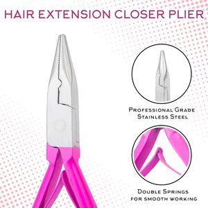 Hair Extension <b>Pliers</b> <b>Set</b> Stainless Steel Pink Handle Tools for Installation and Removal - Product Image 3