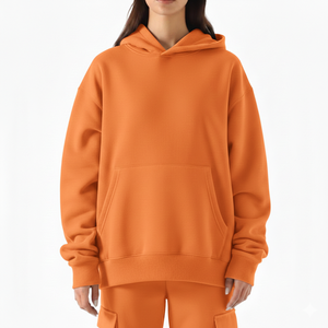 เสื้อฮู้ดดี้ผู้หญิงทรงหลวม ผ้าฝ้าย 100% นุ่มสบาย ใส่ได้ทุกวัน สไตล์สตรีท ทรงหลวมไหล่ตก เหมาะกับฤดูหนาว - Product Image 1