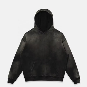 เสื้อฮู้ดดี้ผ้าฟลีซหนานุ่ม 450GSM ผ้าฝ้าย พิมพ์ลายกราฟิกตามสั่ง เอฟเฟกต์ซันเฟด ทรงหลวม ไซส์มาตรฐาน เสื้อพูลโอเวอร์แบบเรียบ ไม่มีลาย สั่งผลิตขั้นต่ำน้อย - Product Image 1