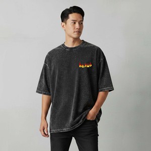 Camiseta de hip hop para hombre, personalizada, extragrande, de 180 g/m², de dos tonos, con hombros caídos, 100 % algodón, con logo personalizado, de secado rápido. - Product Image 4