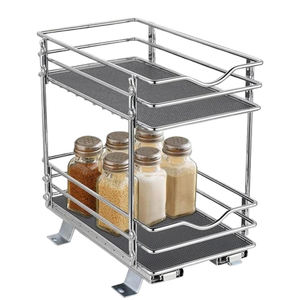 Modern Design Stainless Steel MDF Board Material Glass Spice Rack Storage <b>Shelves</b> & <b>Units</b> Organizer <b>for</b> <b>Kitchen</b> Bathroom - Product Image 2