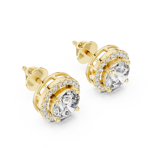 Boucles d'oreilles en or 14 carats avec diamants ronds brillants cultivés en laboratoire pour femmes, couleur E, certifiées IGI, diamants synthétiques, cadeau tendance - Product Image 2
