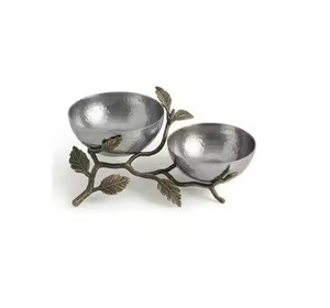 Cuenco de metal hecho a mano con soporte de hojas de hiedra, plato decorativo vintage sin recubrimiento para exhibir alimentos - Product Image 6
