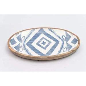 Plato de Servir de Cerámica Hecho a Mano, Rectangular, con Diseño de Plantas Azules y Naranjas, Pintado a Mano, Estilo Oriental - Product Image 2
