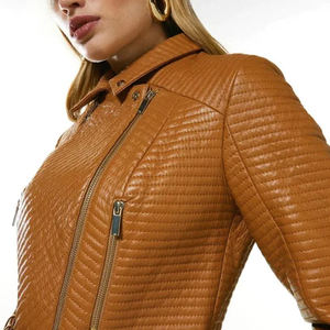 Chaqueta de cuero para mujer, ropa exterior cálida y cómoda, prenda de moda para clima frío. - Product Image 3