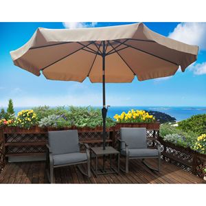 Ombrello da giardino rotondo da 10 piedi con pulsante a manovella tavolo per mercato inclinabile da tavolo esterno giardino giardino giardino giardino ombra per piscina - Product Image 5